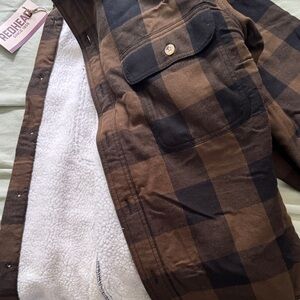 RedHead Plaid Shirt Jacket with Sherpa Lining